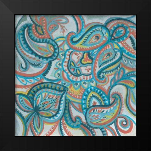 Emerald Paisley I Black Modern Wood Framed Art Print by Vassileva, Silvia