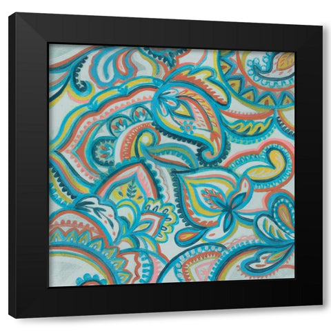 Emerald Paisley II Black Modern Wood Framed Art Print by Vassileva, Silvia