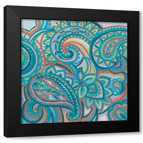Emerald Paisley III Black Modern Wood Framed Art Print with Double Matting by Vassileva, Silvia