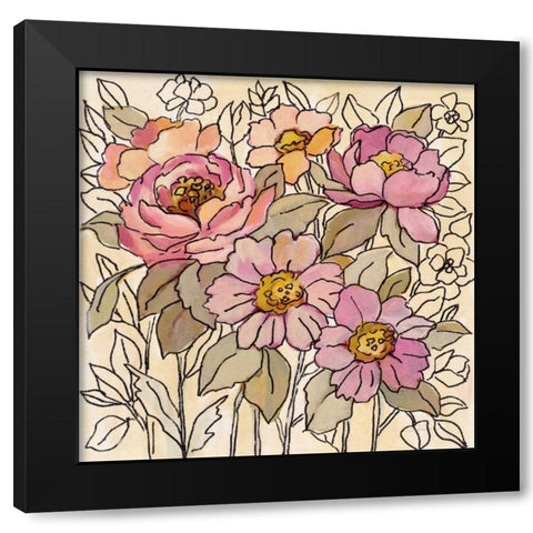 Spring Lace Floral I Black Modern Wood Framed Art Print with Double Matting by Vassileva, Silvia