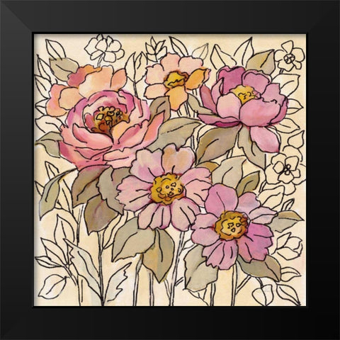 Spring Lace Floral I Black Modern Wood Framed Art Print by Vassileva, Silvia