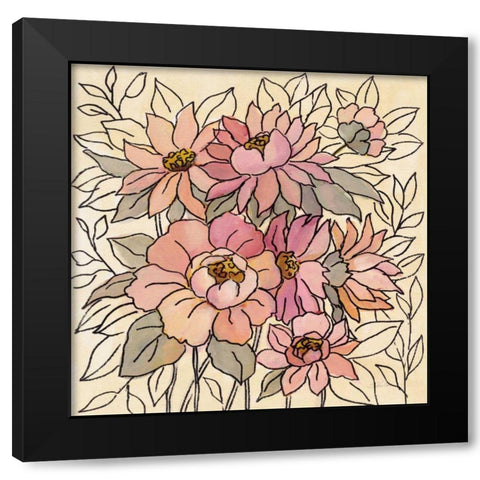 Spring Lace Floral II Black Modern Wood Framed Art Print by Vassileva, Silvia