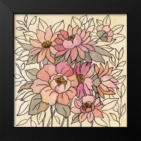 Spring Lace Floral II Black Modern Wood Framed Art Print by Vassileva, Silvia