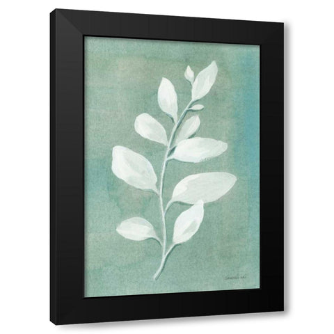 Sage Leaves I Black Modern Wood Framed Art Print with Double Matting by Nai, Danhui