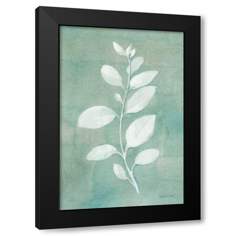 Sage Leaves II Black Modern Wood Framed Art Print with Double Matting by Nai, Danhui