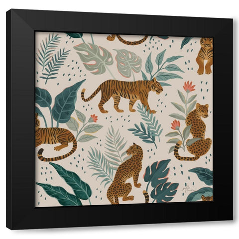 Big Cat Beauty Pattern IA Black Modern Wood Framed Art Print by Penner, Janelle