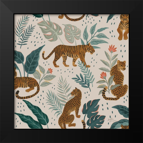 Big Cat Beauty Pattern IA Black Modern Wood Framed Art Print by Penner, Janelle