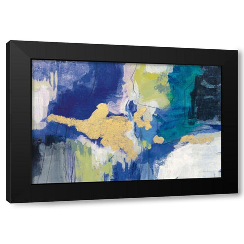 Sparkle Abstract III Blue Crop Black Modern Wood Framed Art Print with Double Matting by Vassileva, Silvia