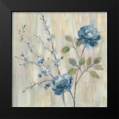 Contemporary Chinoiserie Blue Black Modern Wood Framed Art Print by Vassileva, Silvia