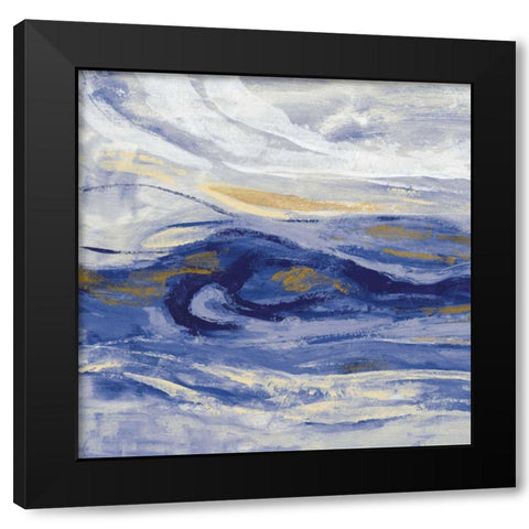 Estuary Blue Sq Black Modern Wood Framed Art Print by Vassileva, Silvia