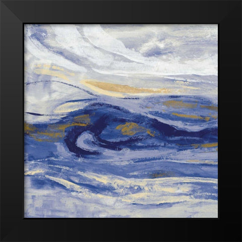 Estuary Blue Sq Black Modern Wood Framed Art Print by Vassileva, Silvia