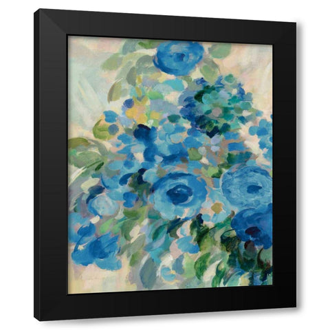 Flower Market II Blue Black Modern Wood Framed Art Print by Vassileva, Silvia