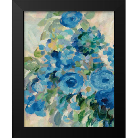 Flower Market II Blue Black Modern Wood Framed Art Print by Vassileva, Silvia