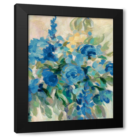 Flower Market III Blue Black Modern Wood Framed Art Print with Double Matting by Vassileva, Silvia