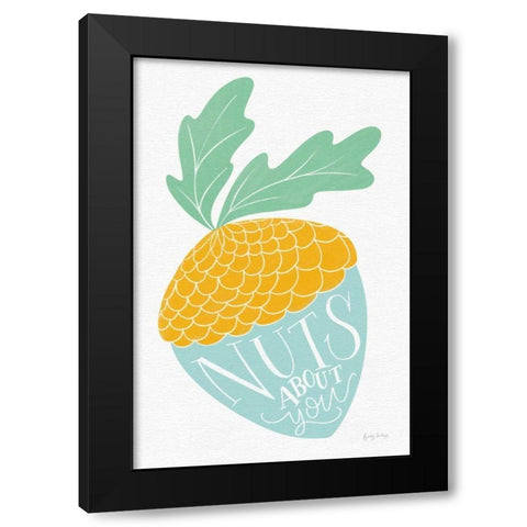 Nuts About You Bright Black Modern Wood Framed Art Print by Thorns, Becky