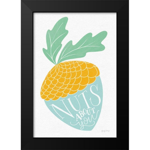 Nuts About You Bright Black Modern Wood Framed Art Print by Thorns, Becky