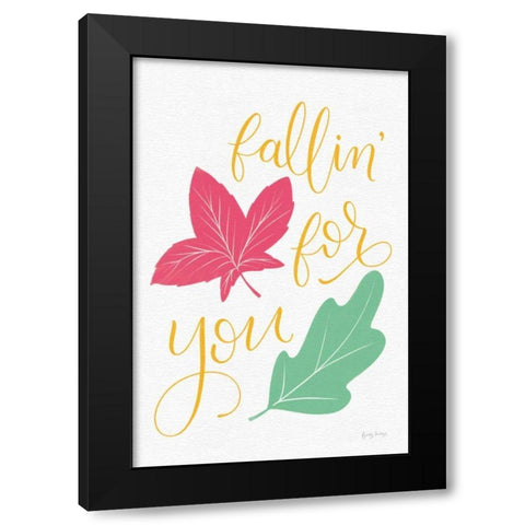 Fallin For You Bright Black Modern Wood Framed Art Print by Thorns, Becky