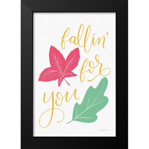 Fallin For You Bright Black Modern Wood Framed Art Print by Thorns, Becky