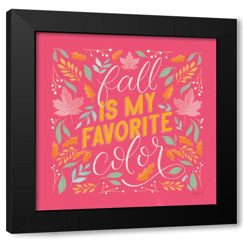 Autumn Sayings I Bright Black Modern Wood Framed Art Print with Double Matting by Thorns, Becky