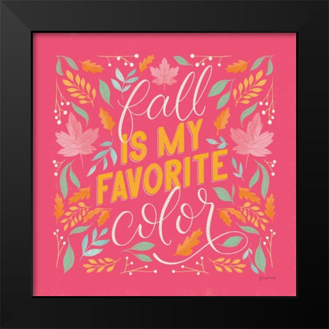 Autumn Sayings I Bright Black Modern Wood Framed Art Print by Thorns, Becky