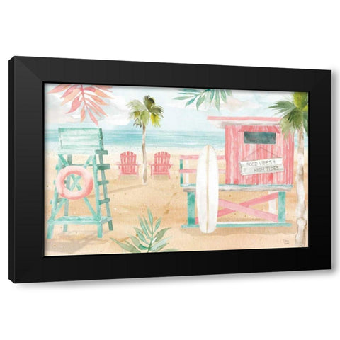 Surfs Up II Black Modern Wood Framed Art Print with Double Matting by June, Dina