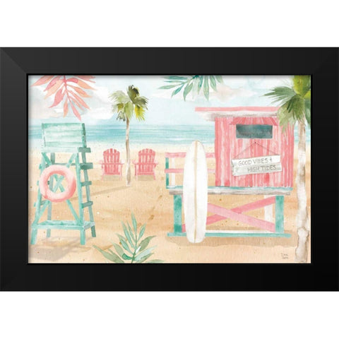 Surfs Up II Black Modern Wood Framed Art Print by June, Dina