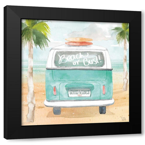 Surfs Up VI Black Modern Wood Framed Art Print with Double Matting by June, Dina