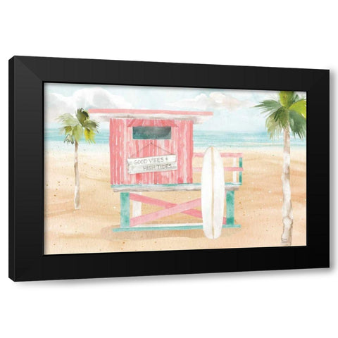 Surfs Up VIII Black Modern Wood Framed Art Print with Double Matting by June, Dina