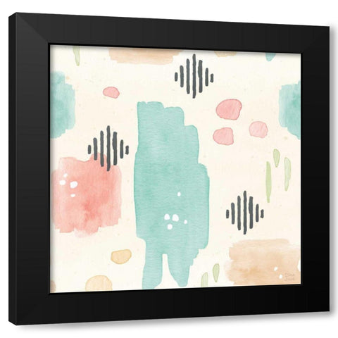Surfs Up Pattern V Black Modern Wood Framed Art Print with Double Matting by June, Dina