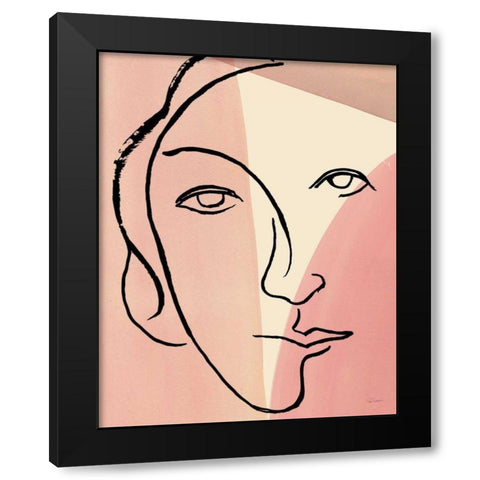 Ink Women V Colorblock Black Modern Wood Framed Art Print with Double Matting by Schlabach, Sue