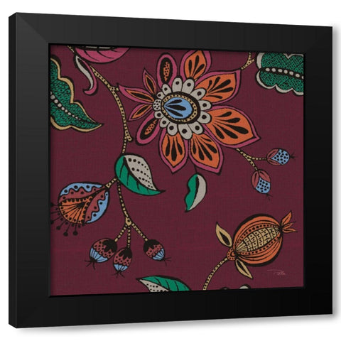 Garden Drawings II Wine Black Modern Wood Framed Art Print by Pela