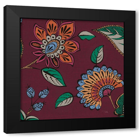 Garden Drawings III Wine Black Modern Wood Framed Art Print with Double Matting by Pela