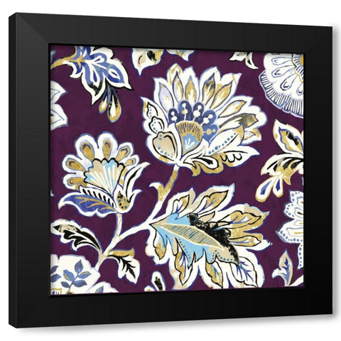 Ceylon Gardens V Plum Black Modern Wood Framed Art Print with Double Matting by Wild Apple Portfolio