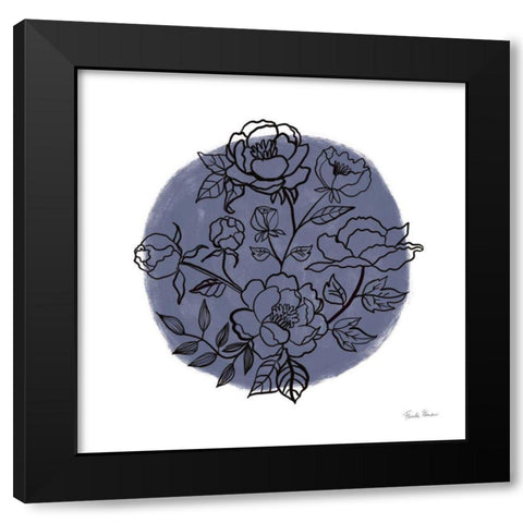 Black and White Botanical I Navy Black Modern Wood Framed Art Print with Double Matting by Zaman, Farida