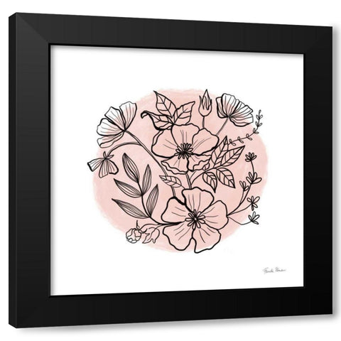 Black and White Botanical III Rose Black Modern Wood Framed Art Print with Double Matting by Zaman, Farida