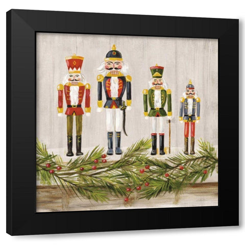 Nutcrackers on a Mantel Black Modern Wood Framed Art Print by Vassileva, Silvia