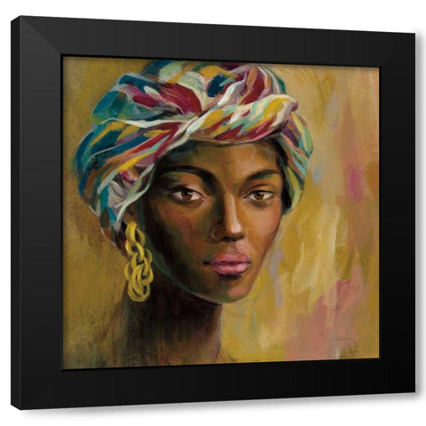 African Face I Black Modern Wood Framed Art Print with Double Matting by Vassileva, Silvia