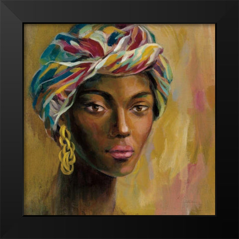 African Face I Black Modern Wood Framed Art Print by Vassileva, Silvia