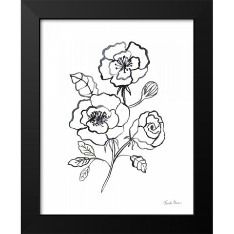 Joyful Peonies I Black Modern Wood Framed Art Print by Zaman, Farida