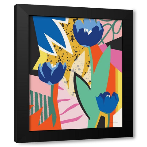 Blue Tulips Black Modern Wood Framed Art Print with Double Matting by Gallagher, Megan