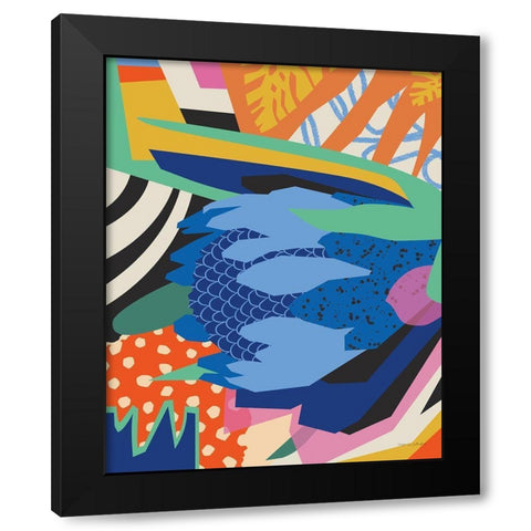 Blue Protea Black Modern Wood Framed Art Print by Gallagher, Megan