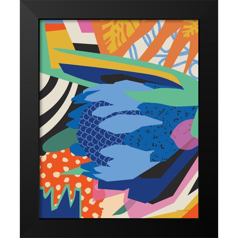 Blue Protea Black Modern Wood Framed Art Print by Gallagher, Megan