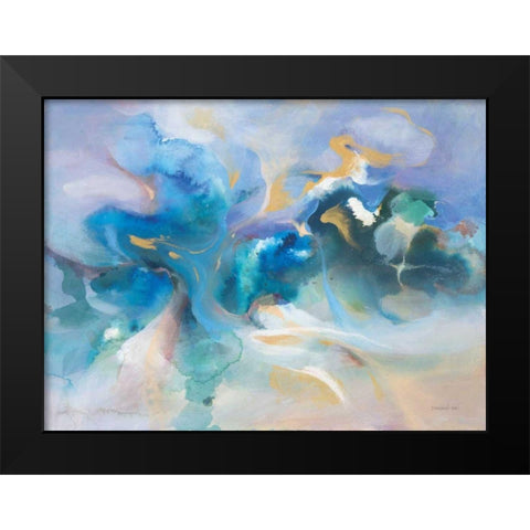 Turbulence Black Modern Wood Framed Art Print by Nai, Danhui