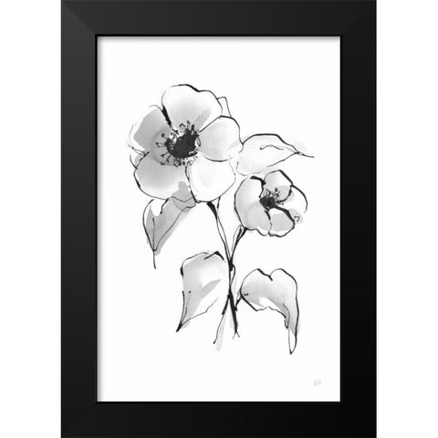Wash Poppy I Black Modern Wood Framed Art Print by Paschke, Chris