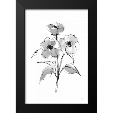 Wash Poppy II Black Modern Wood Framed Art Print by Paschke, Chris