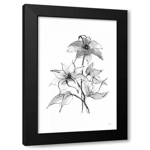 Wash Clematis Black Modern Wood Framed Art Print with Double Matting by Paschke, Chris