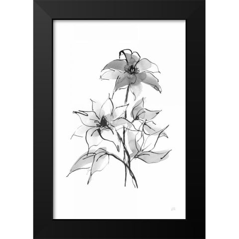Wash Clematis Black Modern Wood Framed Art Print by Paschke, Chris