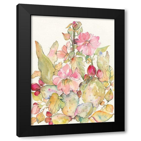 Cactus Blooms Black Modern Wood Framed Art Print with Double Matting by Rice, Kristy