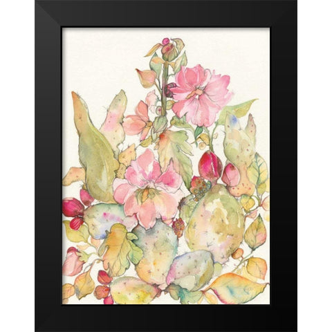 Cactus Blooms Black Modern Wood Framed Art Print by Rice, Kristy