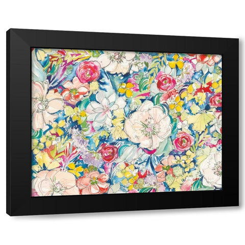 Floral Burst Black Modern Wood Framed Art Print with Double Matting by Rice, Kristy